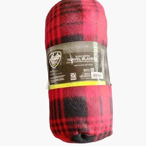 12 Volt Heated Travel Blanket Car Plug Auto Drive Buffalo Plaid Red Black 42x24